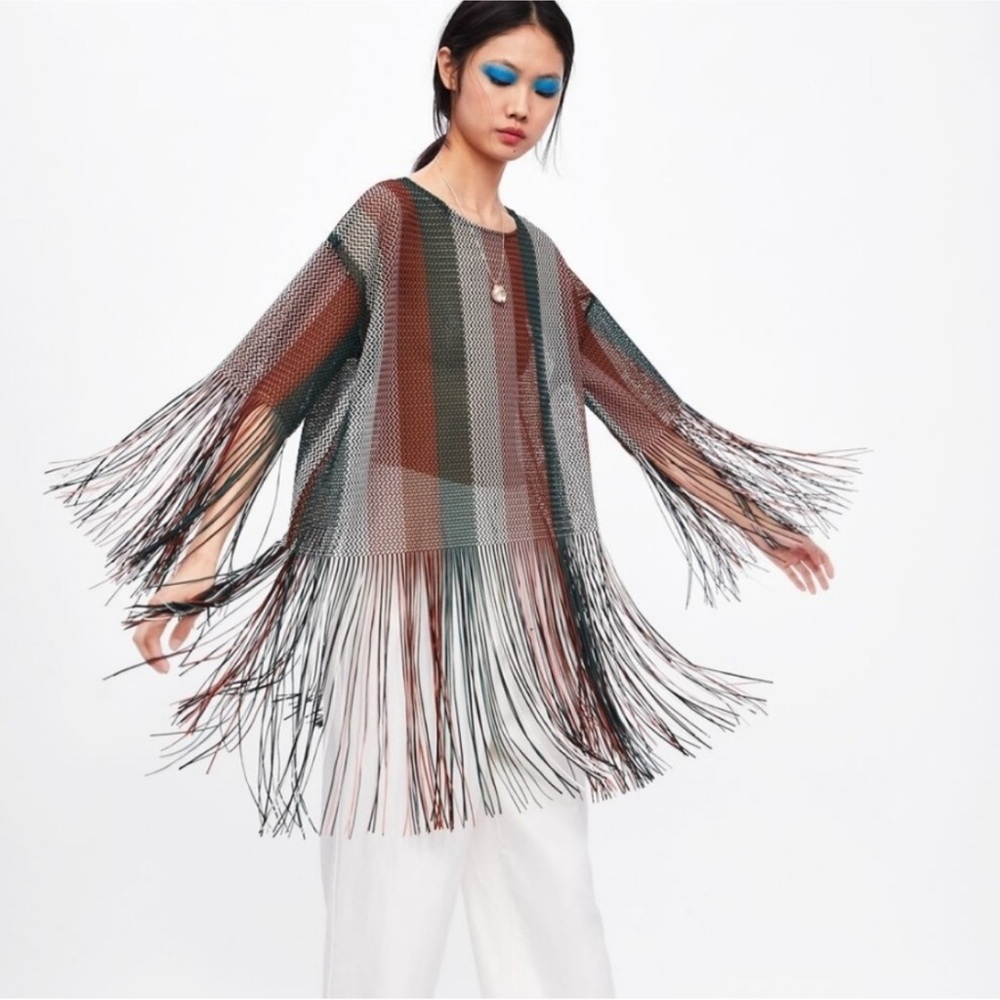 Zara Multicolor Knit Fringe Garment - Picture 2 of 11